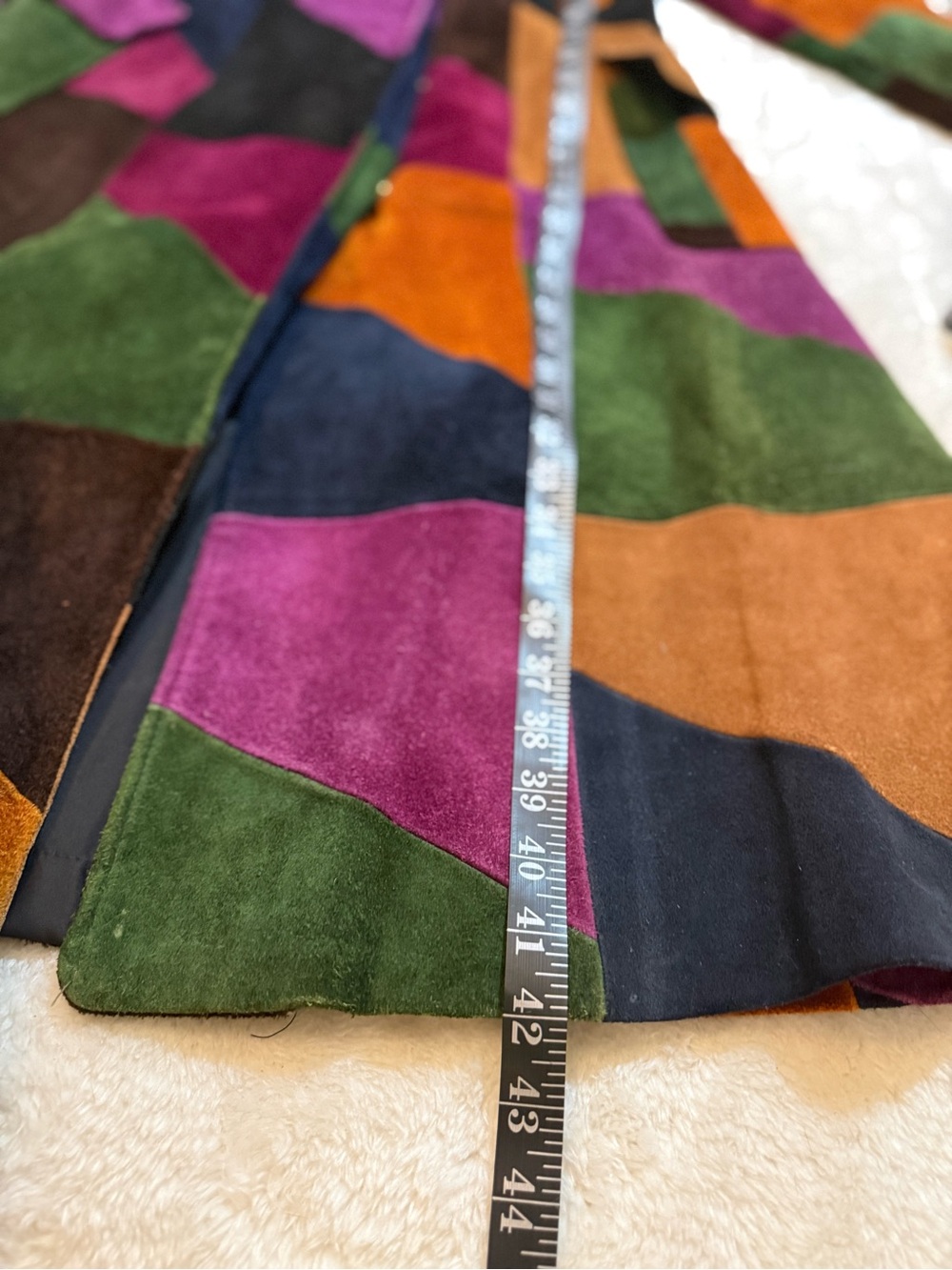 Vintage 70s Suede Patchwork Coat, Beautiful Condition - Picture 15 of 16